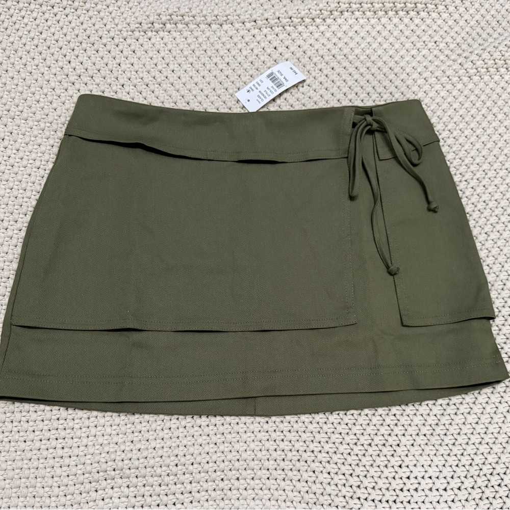 PacSun Olive Mini Skirt with Tie Detail